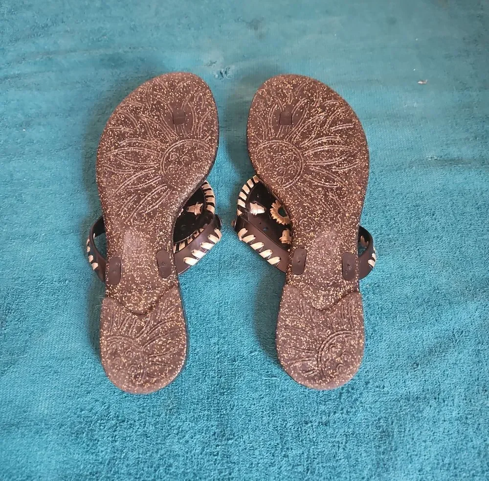 Jack Rogers Georgica Sparkle Glitter Jelly Sandals Size 6 women